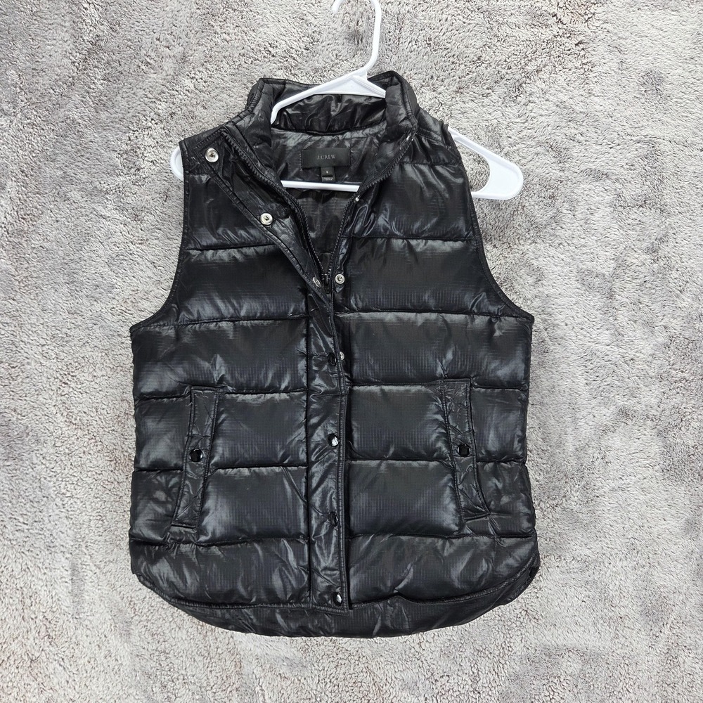 J.Crew Vest Womens S Black Lightweight Down Filled Shiny Nylon Puffer Insualted